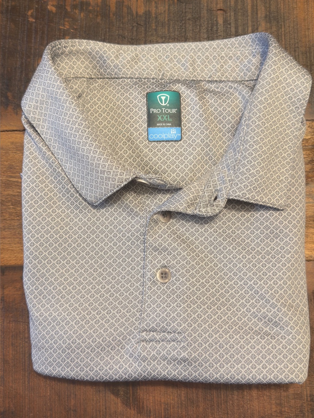 Pro Tour Men’s Light Gray Patterned Golf Polo Cool Play XXL